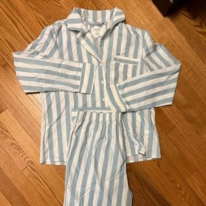 Petit Lem Celestial Blue Striped Poplin Sleep Set for Women Size Medium